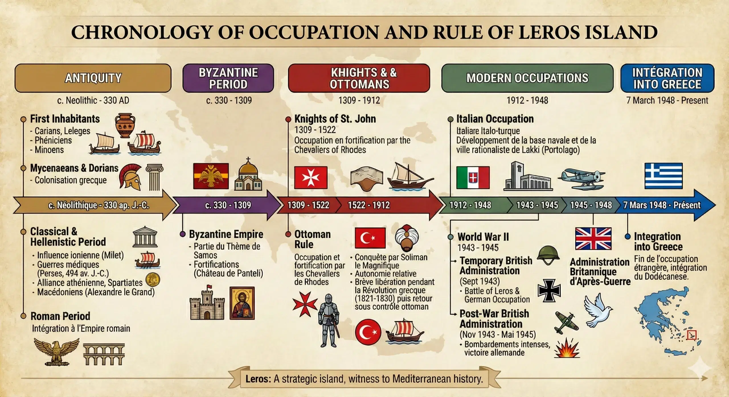 VisuelHistoire Timeline of Leros Island's history