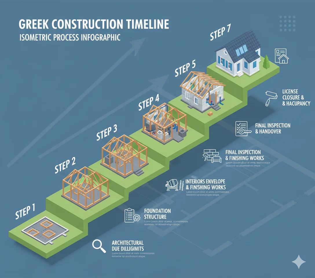 the stages of building in greece